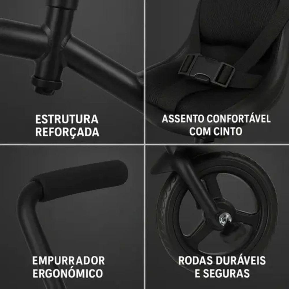 Triciclo Com Empurrador Confort Para Bebês - Preto - 4
