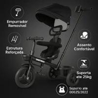 Triciclo Com Empurrador Confort Para Bebês - Preto - 5