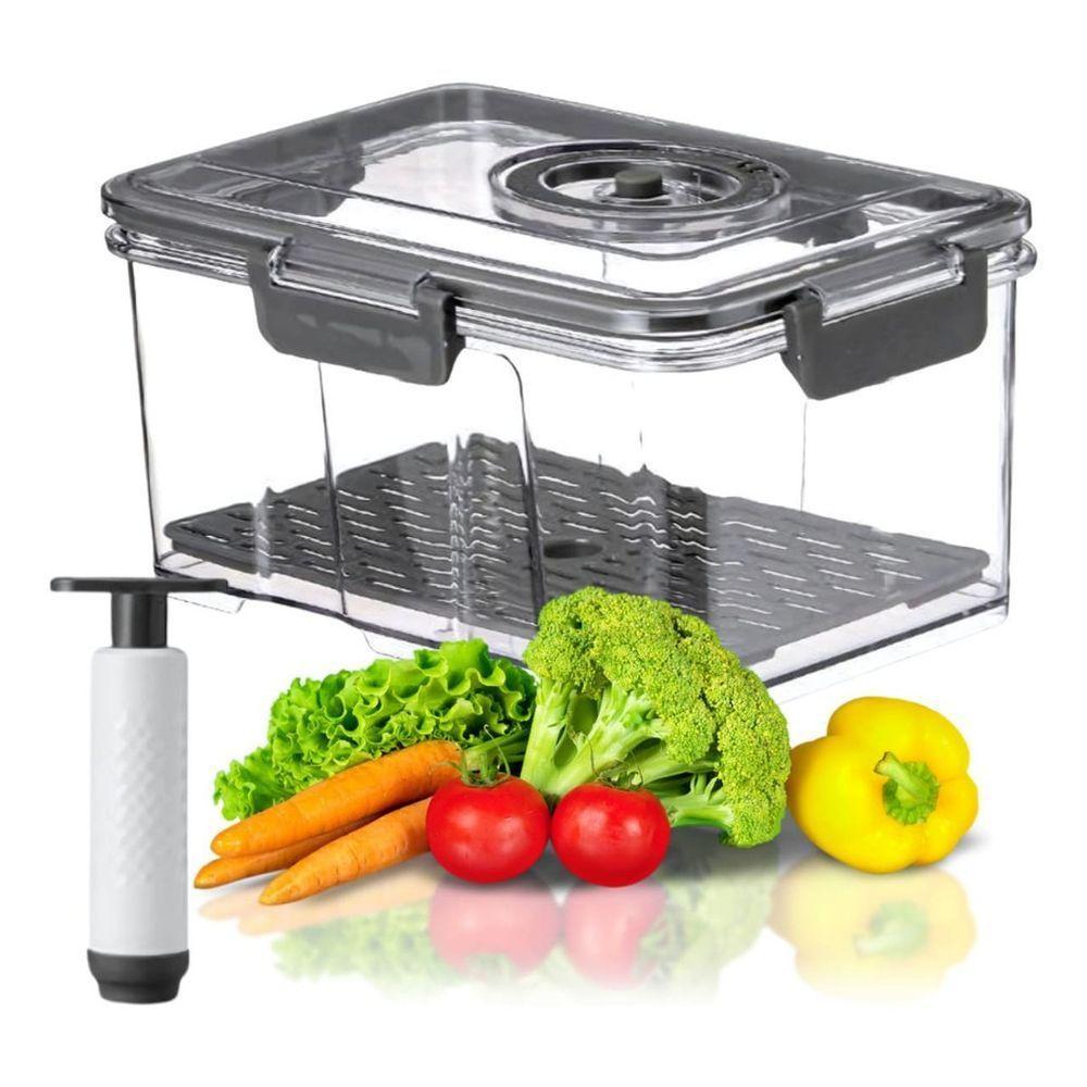 Pote Hermético Com Bomba De Vácuo 2 Litros - Cinza - 1