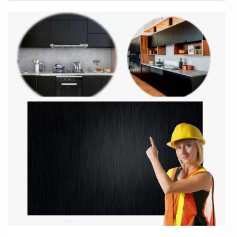 Papel De Parede Pvc Marmorizado Preto 45cm X 5m - 1