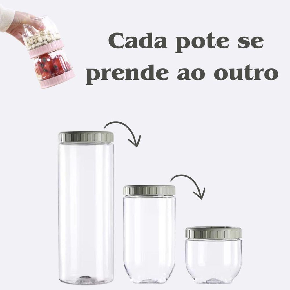 Kit 3 Potes Conjunto Plástico Com Tampa - Sortido - 4