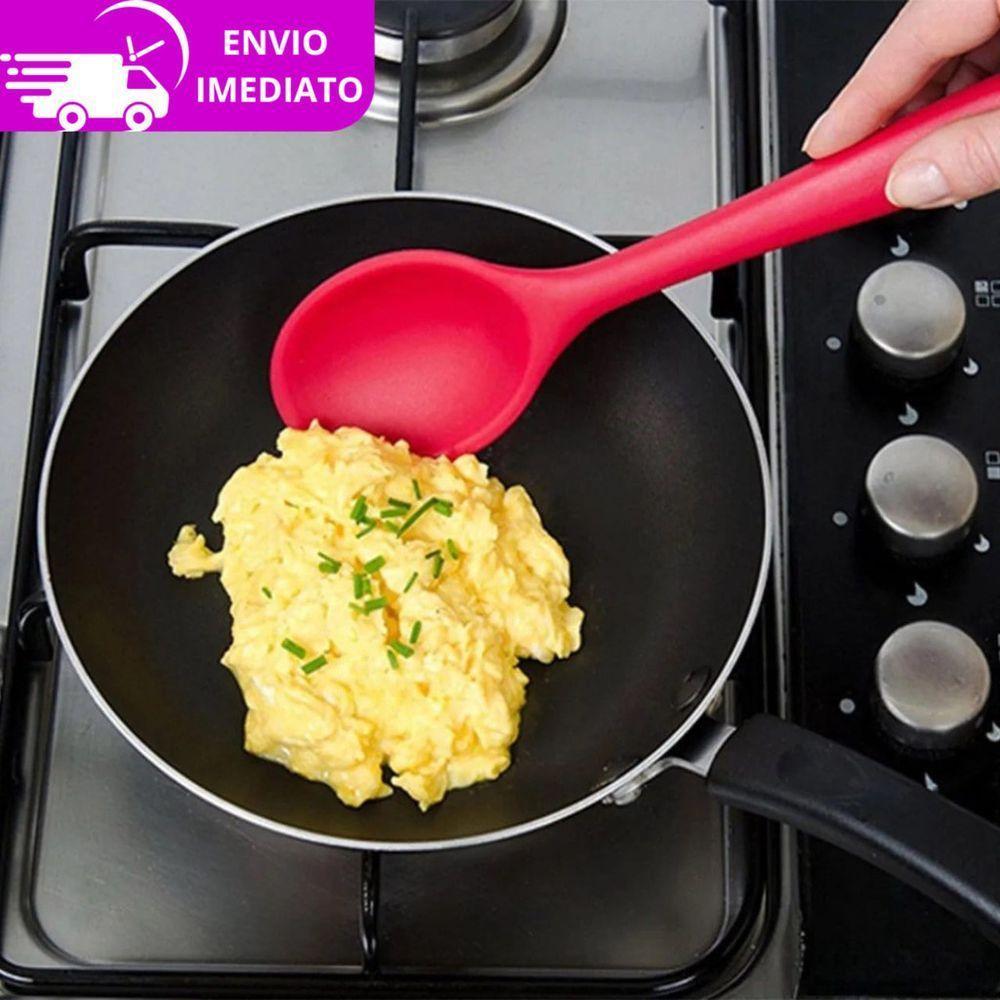 Colher Arroz Silicone Sopa Grande Alta Qualidade Cabo Longo 28cm - Vermelha - 2