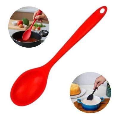 Colher Arroz Silicone Sopa Grande Alta Qualidade Cabo Longo 28cm - Vermelha