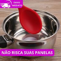Colher Arroz Silicone Sopa Grande Alta Qualidade Cabo Longo 28cm - Vermelha - 3
