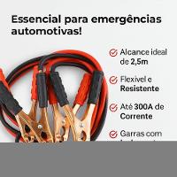 Kit 2 Cabos Bateria Fazer Chupeta Emergência Recarga Automotiva 300 Amp 2,5 Metros - 3