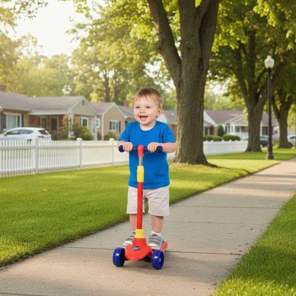 Patinete Infantil Com Assento 2 Em 1 Azul E Vermelho - 2