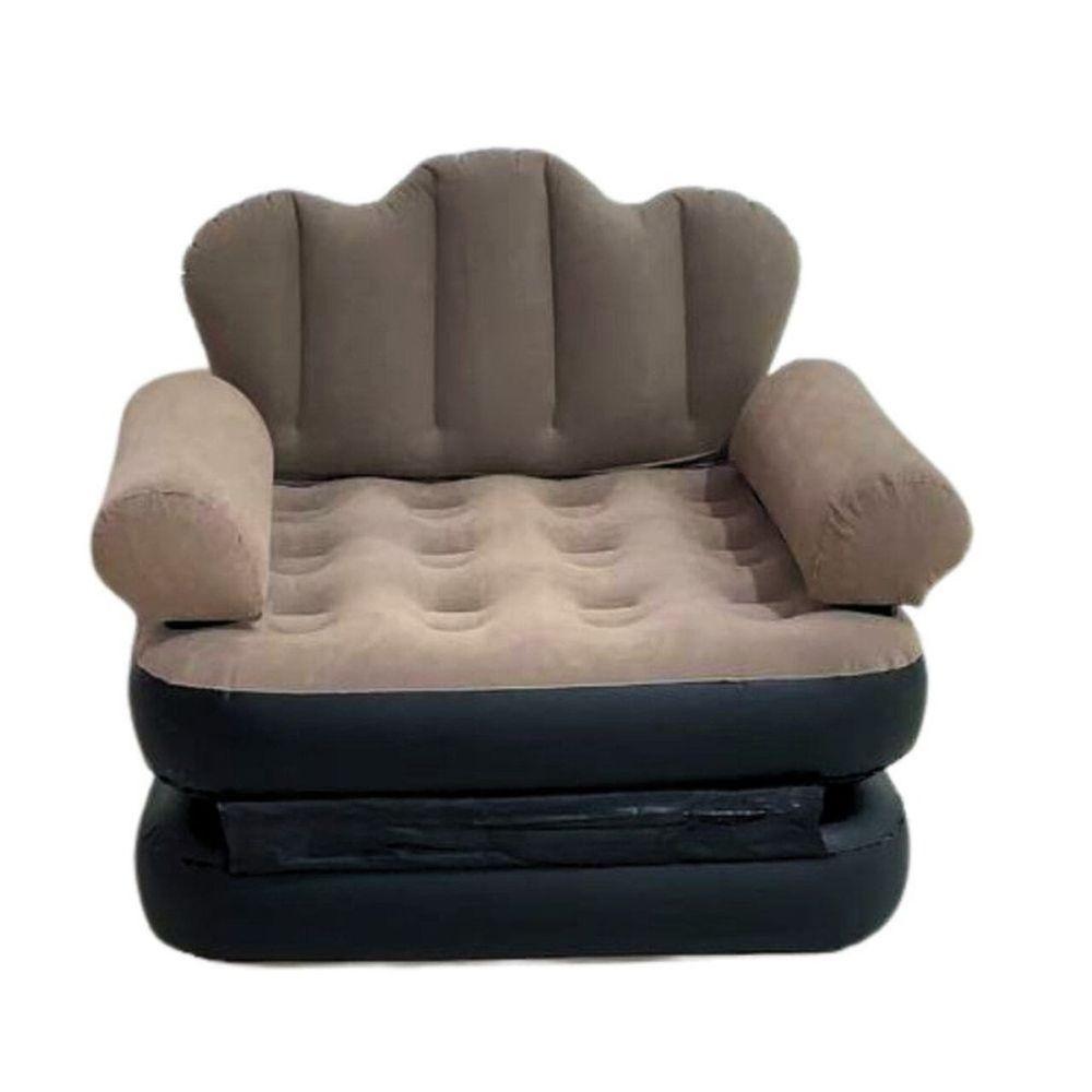 Poltrona E Sofá Cama Inflável Superfície Aveludada Com Bomba Suporta Até 100kg - 4