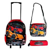 Kit Mochila Infantil Escolar Com 3 Peças Carrinho Vermelho - 1