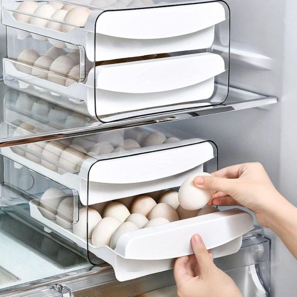 Porta Ovos Acrilico Organizador Geladeira Gaveteiro Duplo Capacidade De 32 Ovos - 2