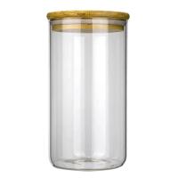Pote De Vidro Circular Hermético Multiuso Com Tampa De Bambu 1200ml - 1