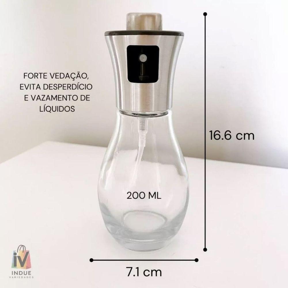 Spray Borrifador Azeite Galheteiro Vidro Inox Pulverizador Vinagre Oleo 200ml Tempero Cozinha - 5