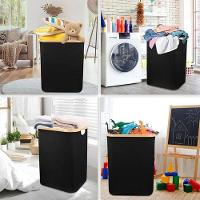 Cesto Organizador Multiuso Dobrável Com Tampa Resistente Roupa Suja Brinquedos - Preto