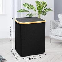 Cesto Organizador Multiuso Dobrável Com Tampa Resistente Roupa Suja Brinquedos - Preto - 5