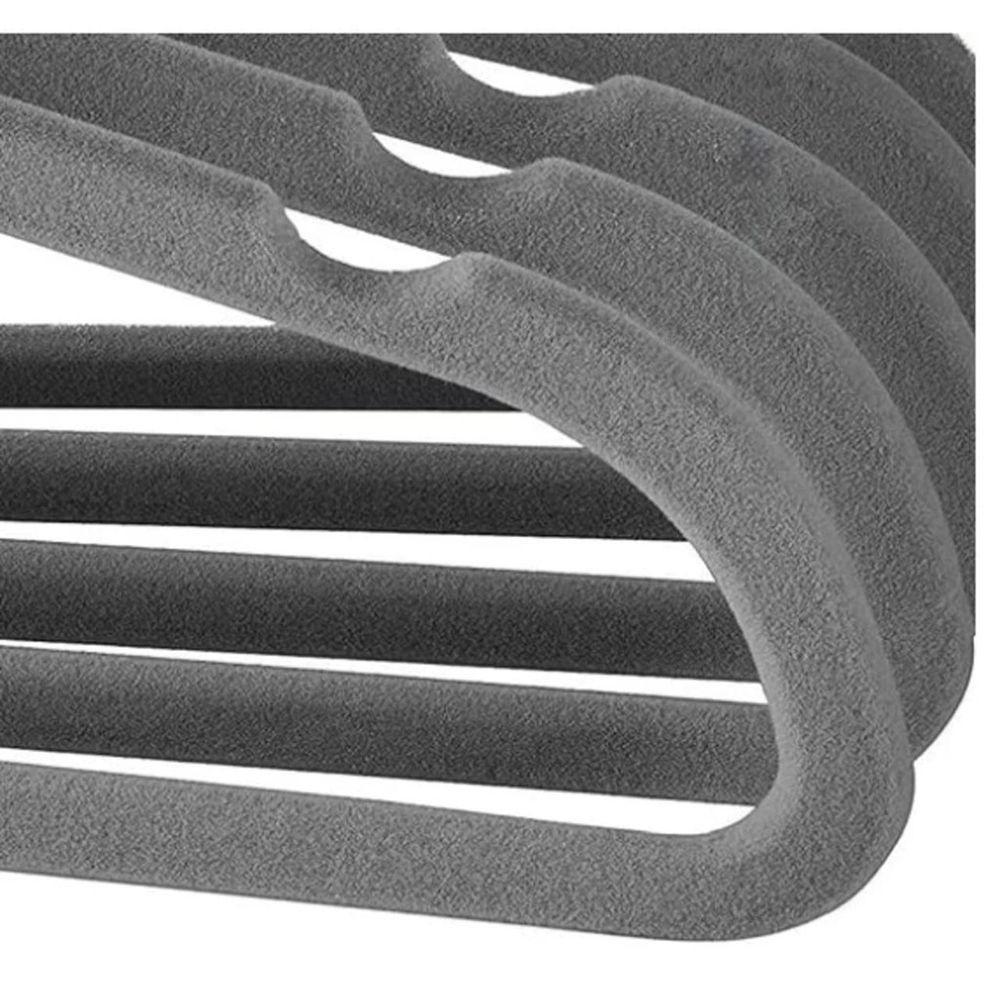 Kit 10 Unidades Cabide Slim Adulto Veludo Cinza 42cm - 2