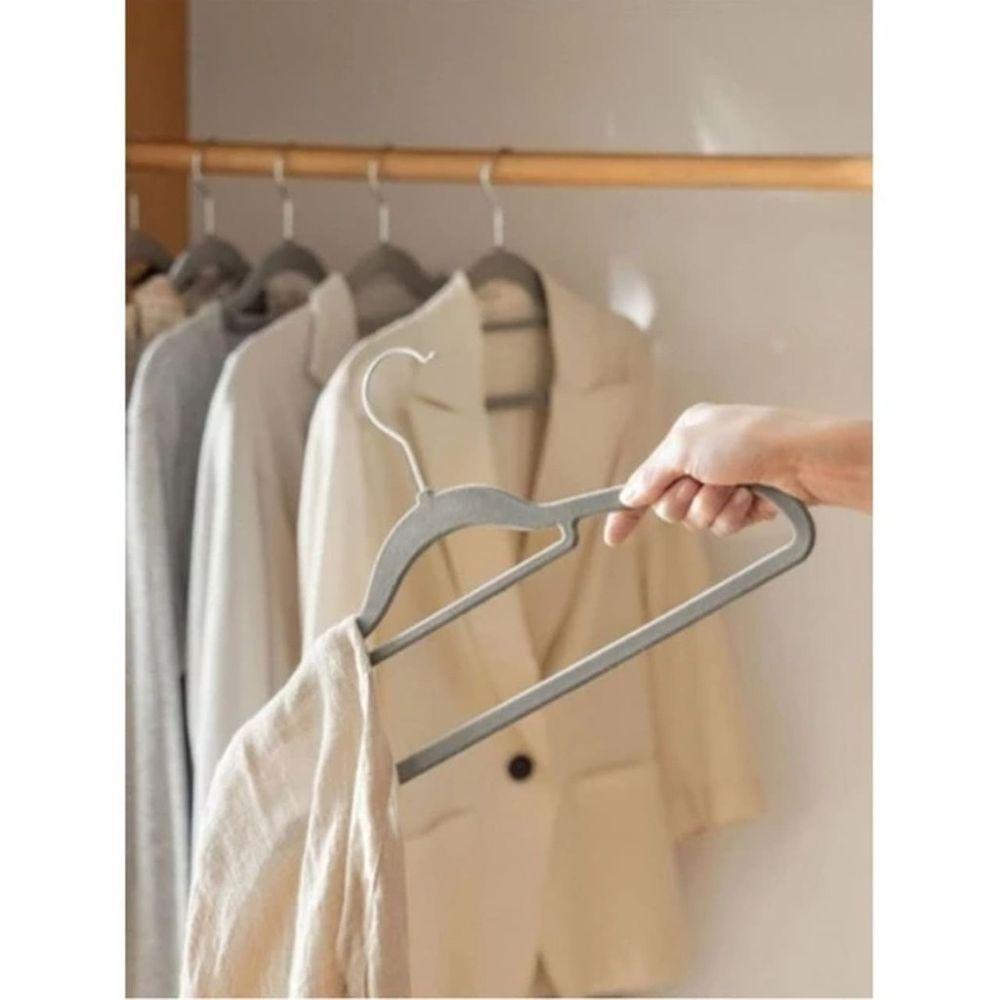 Kit 10 Unidades Cabide Slim Adulto Veludo Cinza 42cm - 4