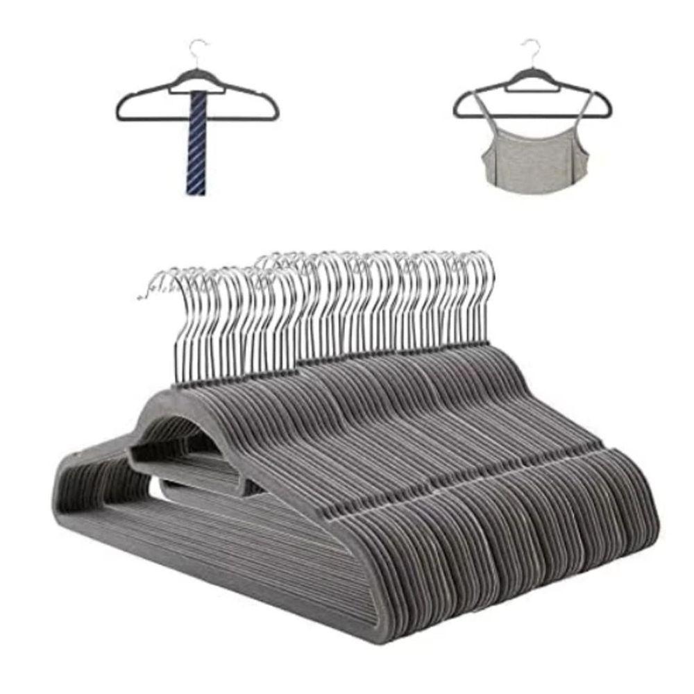 Kit 10 Unidades Cabide Slim Adulto Veludo Cinza 42cm - 6