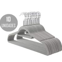 Kit 10 Unidades Cabide Slim Adulto Veludo Cinza 42cm - 1