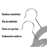 Kit 10 Unidades Cabide Slim Adulto Veludo Cinza 42cm - 3
