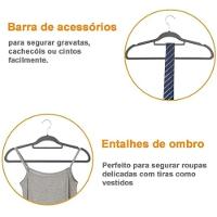 Kit 10 Unidades Cabide Slim Adulto Veludo Cinza 42cm - 7