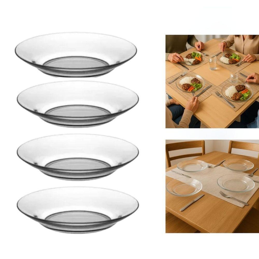 Kit 4 Pratos Fundos Vidros Milly 22cm Conjunto - 1
