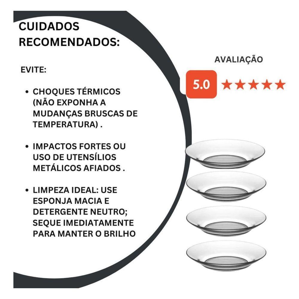 Kit 4 Pratos Fundos Vidros Milly 22cm Conjunto - 5