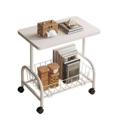 Mesa Lateral Apoio Sala Quarto Rodinhas Multiuso Organizador - Branca