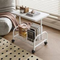 Mesa Lateral Apoio Sala Quarto Rodinhas Multiuso Organizador - Branca