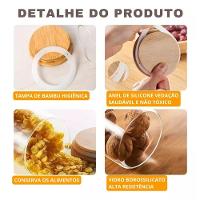 Pote De Vidro Hermético Com Tampa De Bambu - 1500ml - 2