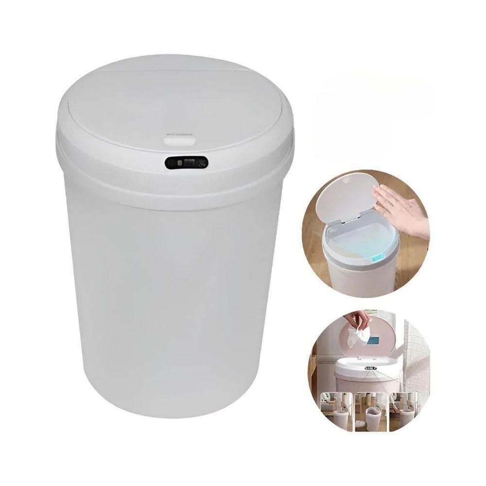 Lixeira Inteligente Automática Redonda 12 Litros Com Sensor - Branca - 1