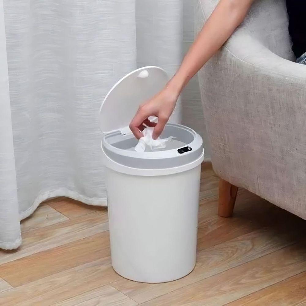 Lixeira Inteligente Automática Redonda 12 Litros Com Sensor - Branca - 3