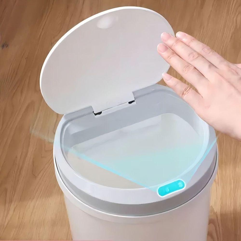 Lixeira Inteligente Automática Redonda 12 Litros Com Sensor - Branca - 5