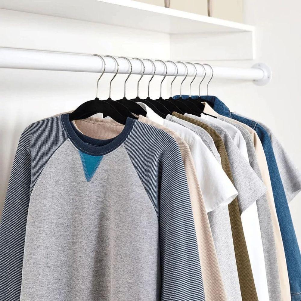 Kit 10 Unidades Cabides Slim Adulto Veludo Preto 42cm - 3