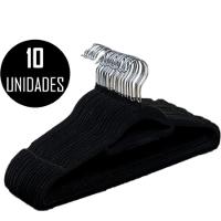 Kit 10 Unidades Cabides Slim Adulto Veludo Preto 42cm - 1