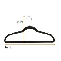 Kit 10 Unidades Cabides Slim Adulto Veludo Preto 42cm - 2