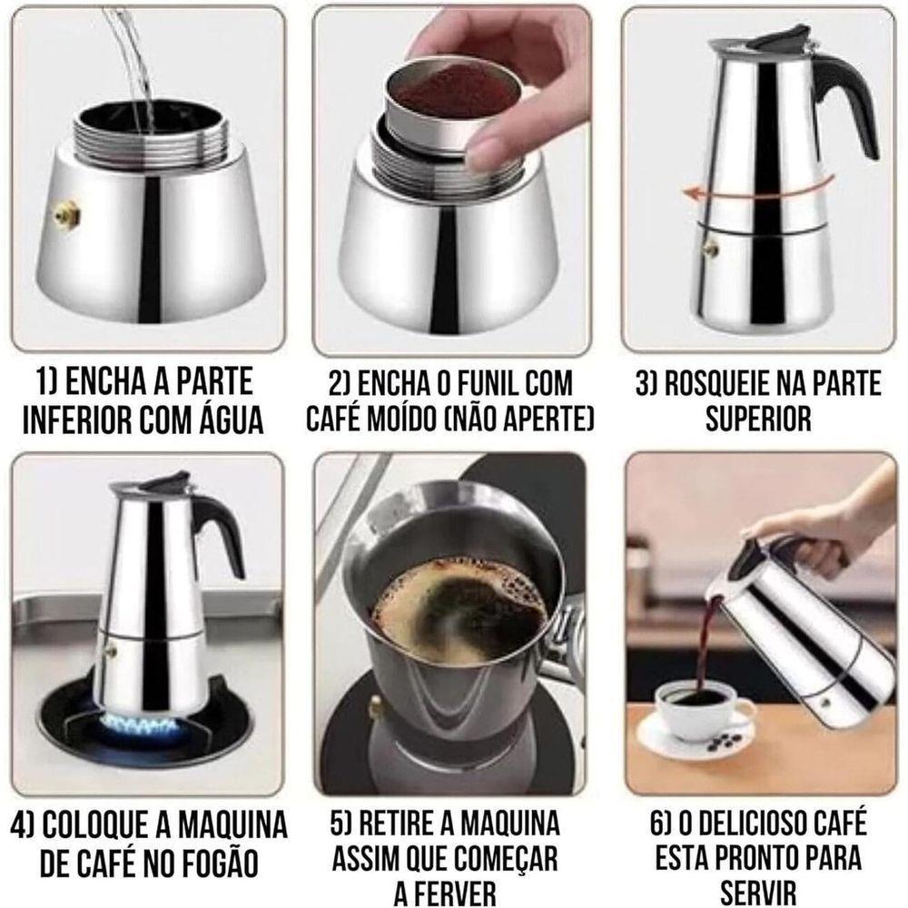 Cafeteira Tipo Italiana Inox Para 6 Xicaras - 3