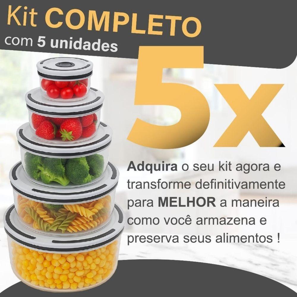 Kit Conjunto 5 Tigelas Potes Herméticos De Plástico Inquebrável Com Tampa De Vedação - 2