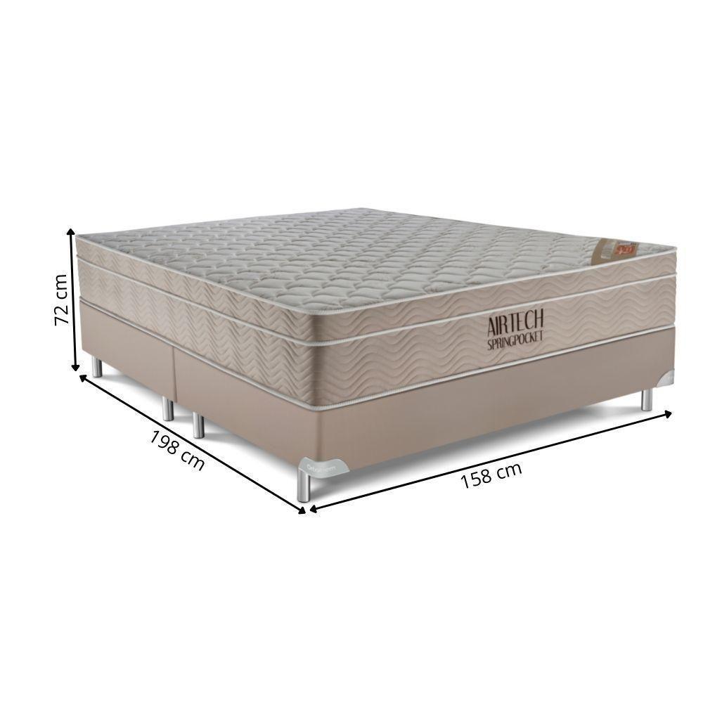 Cama Box Queen (158x198) + Colchão Ortobom Airtech Molas Pocket Bege-marrom Poket Bge - Marr - 2