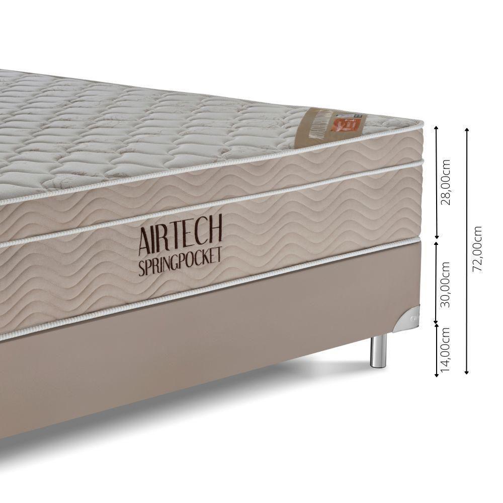 Cama Box Queen (158x198) + Colchão Ortobom Airtech Molas Pocket Bege-marrom Poket Bge - Marr - 3