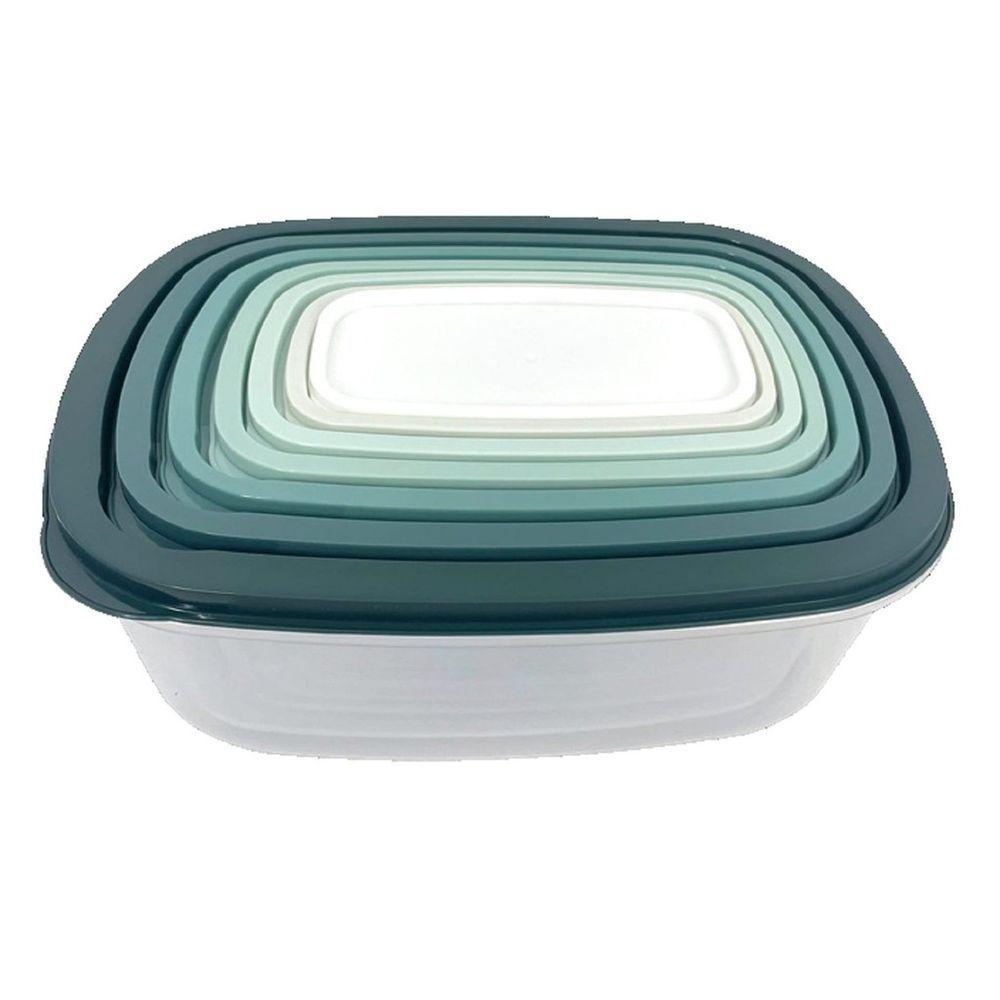 Kit Conjunto 7 Potes Quadrado De Plástico Com Tampa - 3