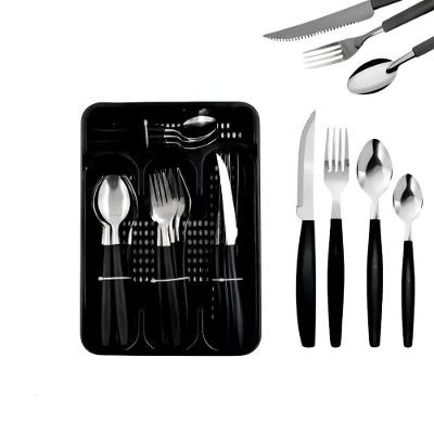 Kit Jogo De Faqueiro 25 Peças Com Porta Talheres Preto