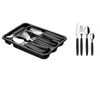 Kit Jogo De Faqueiro 25 Peças Com Porta Talheres Preto - 3