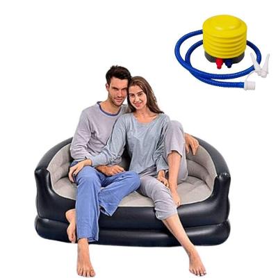 Sofá Inflável 2 Lugares Com Bomba De Ar Macio Conforto Portátil