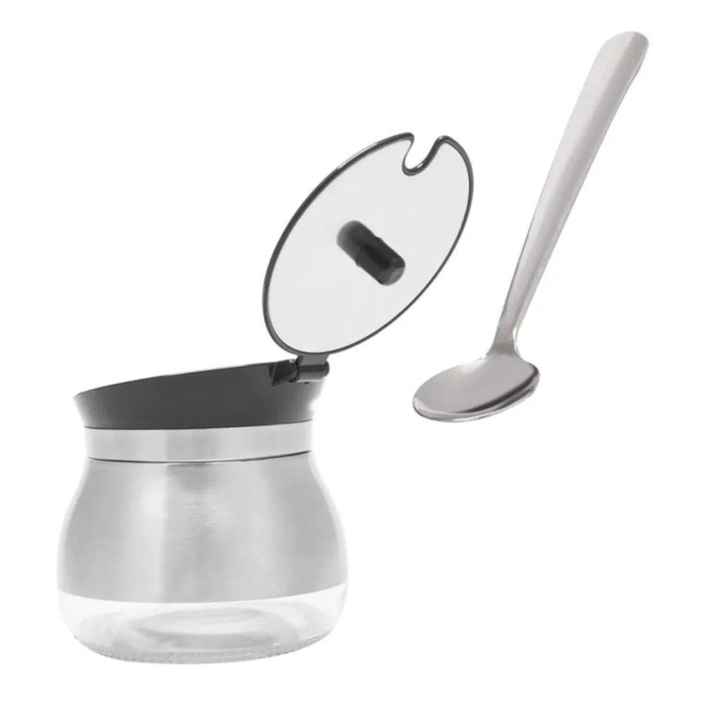 Conjunto 3 Unidades Porta Condimentos De Vidro 250ml - Inox - 4