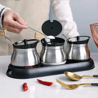 Conjunto 3 Unidades Porta Condimentos De Vidro 250ml - Inox - 3