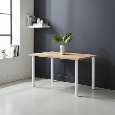 Mesa Retangular 1,10m Pequena 4 Lugares Para Cozinha - Branco E Carvalho