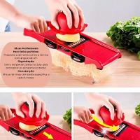 Kit Jogo 6 Peças Ralador E Fatiador De Alimentos Com 4 Lâminas - Vermalho - 5