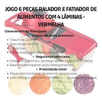 Kit Jogo 6 Peças Ralador E Fatiador De Alimentos Com 4 Lâminas - Vermalho - 7