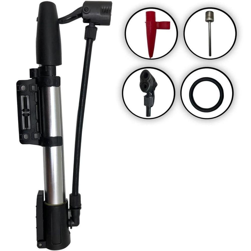 Bomba De Ar Com Suporte Encher Pneu Bicicleta, Carro, Bola, Boias, Bico Fino E Grosso - 1