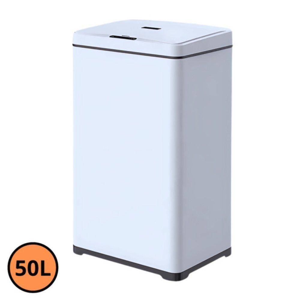 Lixeira Automática Retangular 50 Litros Com Sensor Branca - 1