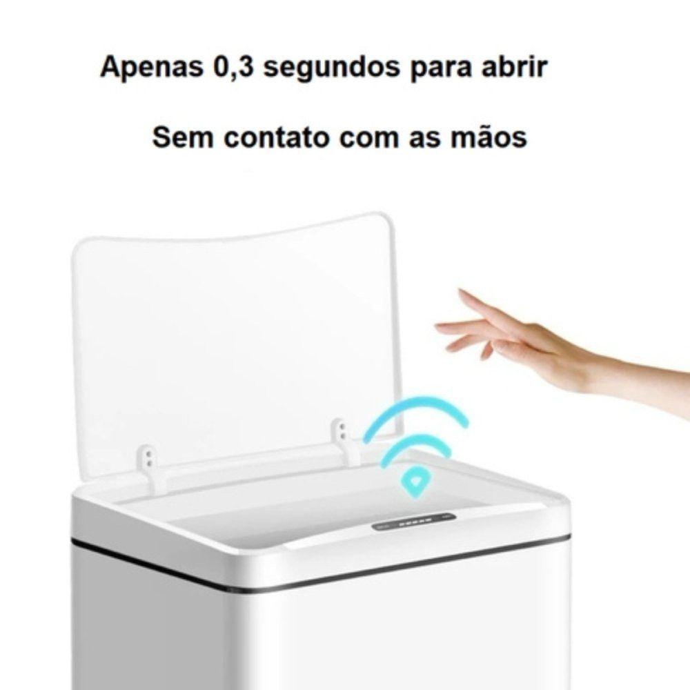 Lixeira Automática Retangular 50 Litros Com Sensor Branca - 4